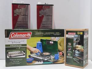 Brand New COLEMAN Camp Stove, Lantern &amp Fuel