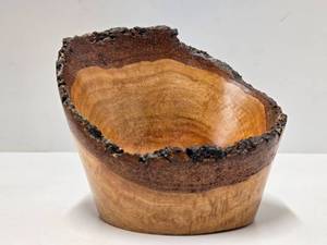 Excellent Handmade Signed TT Red Oak Burl Wood BowlBasket&nbsp #3