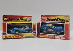 2 NOS Vintage MATCHBOX Speed Kings - Barracuda &amp K-55 Corvette Caper Cart