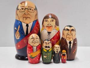 Set of Hand Painted Russian Leader Matryoshka Nesting Dolls