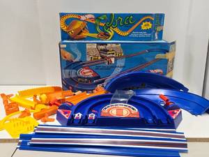 2 Vintage HOT WHEELS Racing Set wOriginal Boxes - COBRA Stunt Set &amp Thundershift Roarin Raceway