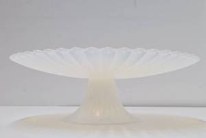 Excellent Vintage Murano Yalos Casa Opalescent Footed Glass Cake Stand