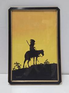 Nice Looking 1920s-30s era Native American Silhouette Litho Print&nbsp