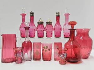 Nice Collection of Vintage &amp Antique Cranberry Glass&nbsp