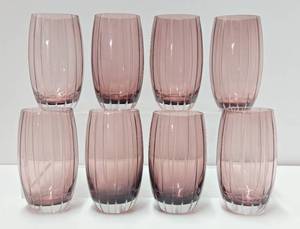 Set of 8 Quality Cut Crystal Drinking Glasses - PurplePink