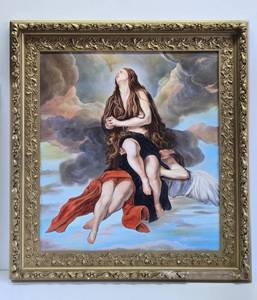 Large Oil on Canvas Painting - After Guido Cagnacci - Mary Magdalene Carried to Heaven