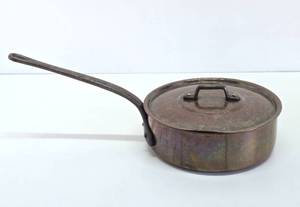 Excellent Quality Old Vintage Heavy Copper Skillet  Cooking Pan wLid