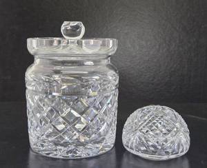 Excellent Signed Vintage WATERFORD Crystal Lidded Jar &amp Paperweight
