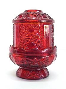 Mid Century Indiana Glass Ruby Red 3-Piece Fairy Lamp