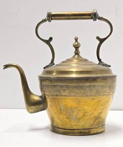 Lovely Early Antique Brass Coffee  Tea Pot