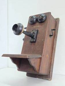 Antique WESTERN ELECTRIC Oak Wall Telephone #1