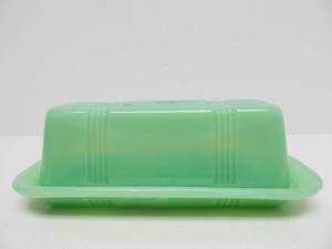 Vintage Jadeite Green Butter Dish