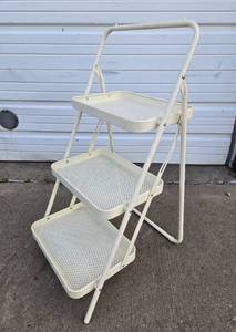 3-Tier Folding White Metal Display Stand
