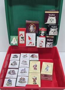 Group of Mint in Box Cat Christmas Ornaments
