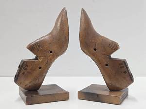 Antique Wooden Shoe Form Bookend Set