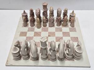 Vintage Carved Stone African Style Chess Set - Complete - 5 Figures