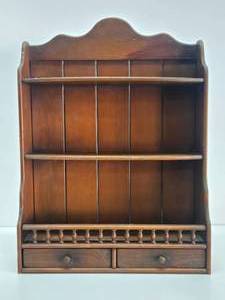 Vintage Wooden Wall Shelf Cabinet wDrawers