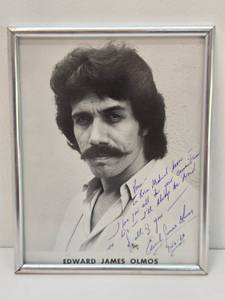 Framed Vintage Autographed Photo of Edward James Olmos wInscription