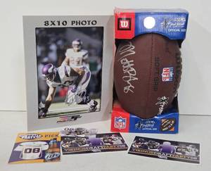 Authentic JOHN RANDLE &amp MATT BIRK Autographed MN Vikings Football &amp Photo