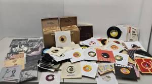 Large Lot of Vintage Vinyl 45 Records - Most wSleeves