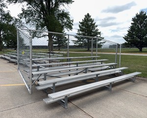 14 Ft Aluminum Bleachers with Chain Link Enclosure