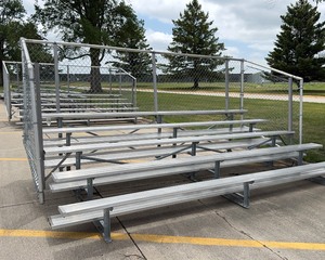 14 Ft Aluminum Bleachers with Chain Link Enclosure