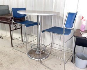 Chrome Bistro Table and Two Chairs