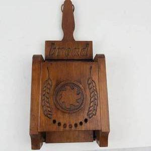 Wooden Bread Wall Press With Carved Motif -Not sure exact use (Seems to have adjustable hight for press)