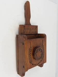 Wooden Bread Wall Press With Carved Motif -Not sure exact use (Seems to have adjustable hight for press?)