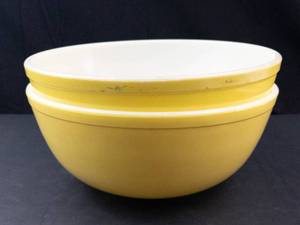 Vintage Pyrex Primary Color Yellow Nesting Mixing Bowls Set of 2