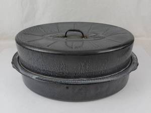 Vintage Graniteware Nesco Roaster Pan With Lid