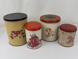 Floral Metal Storage Tins (Lot of 4)