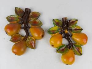 Vintage Chalkware Pear Wall Plaques (Lot of 2)