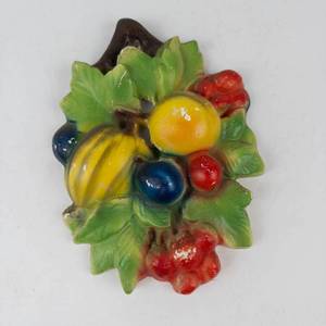 Vintage Mid-Century Chalkware Fruit Wall Plaque