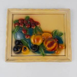 Vintage Ceramic Fruit Wall Plaque