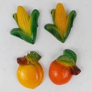 Chalkware Fruit Wall Decor (Lot of 4)