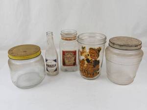 Vintage Glass Jar and Bottle Assortment (Lot of 5)