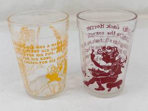 Vintage Hazel Atlas Nursery Rhyme Drinking Glasses (Lot of 2)