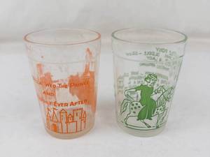 Vintage Hazel Atlas Cinderella & Nursery Rhyme Glass Tumblers (Lot of 2)