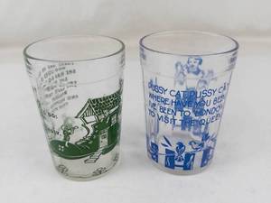Vintage Hazel Atlas Nursery Rhyme Glasses (Lot of 2)