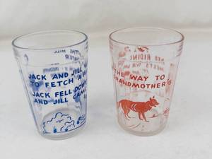 Vintage Hazel Atlas Nursery Rhyme Tumblers (Lot of 2)