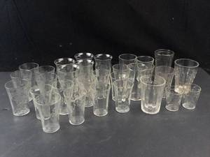 Clear Glass Tumblers & Cups (Lot of 30)