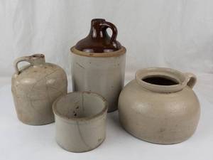 Vintage Stoneware Pottery Vessel Set (4 Pieces)
