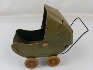 Vintage Fibro Toy Miniature Doll Carriage