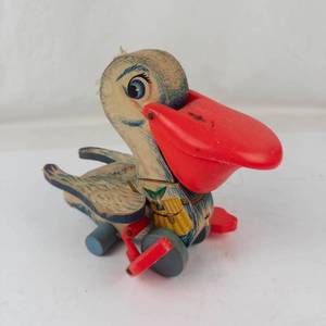 Vintage 1961 Fisher-Price Big Bill Pelican Pull Toy #794