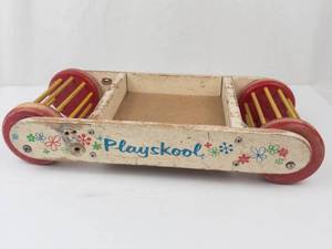 Vintage Playskool Wooden Walker Wagon Infant Toy