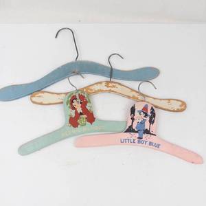 Vintage Painted Wooden Nursery Rhyme Childs Hangers (Lot of 4)