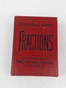 Antique 1902 Cincinnati Game Company Fractions Educational Card Game