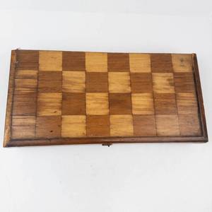 Vintage Handmade Inlaid Wood Folk Art Chess Board Set