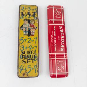 Vintage School Pencil Set & Arcadian Water Colors Mixed Lot